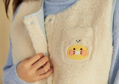 [KAKAO FRIENDS] Floofy Friends Choonsik Short Fleece Vest - 춘식이 숏 양털 조끼, 수면 조끼
