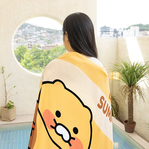 [KAKAO FRIENDS] Choonsik Beach Towel Iron Pudeok XL Large Towel - 춘식이 철푸덕 비치타월