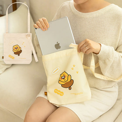 [KAKAO FRIENDS] Choonsik Mini Shoulder Eco Bag, Fabric Canvas Bag - 춘식이 미니 숄더백 면 튼튼한 에코백 사각 크로스백 어깨끈 캔버스백 천가방