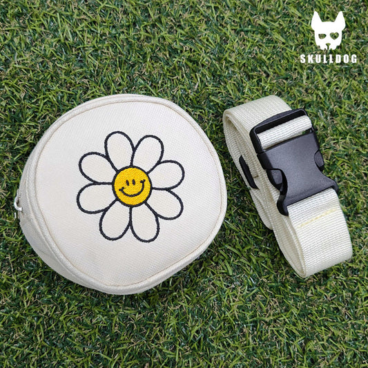 Golf Daisy White Flower Design Belt Bag, Pouch - 골프 데이지 화이트 벨트백, 힙색 파우치