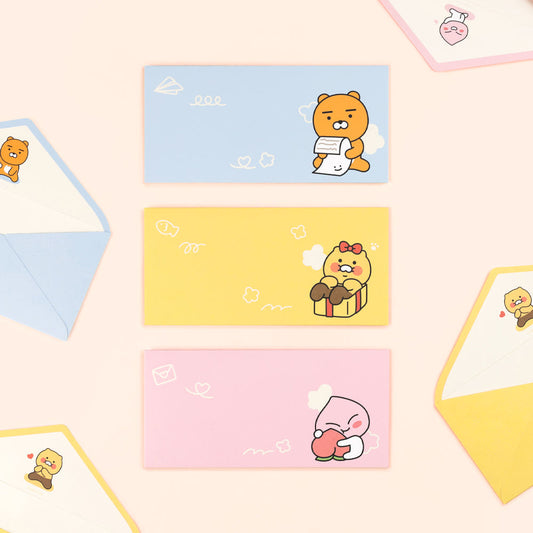 Kakao Friends: Horizontal Paper Envelope 3 piece set - 가로형 봉투 축의금 페이퍼백 편지 용돈 봉투 3매