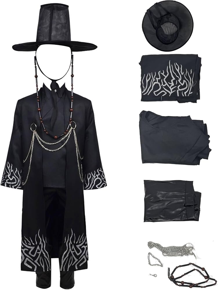 [KDH] Saja Boys Men’s Demon Hunter Black Cosplay Costume – Halloween Party Outfit - 사자 남성용 악마 사냥꾼 블랙 코스프레 의상 – 할로윈 파티 의상