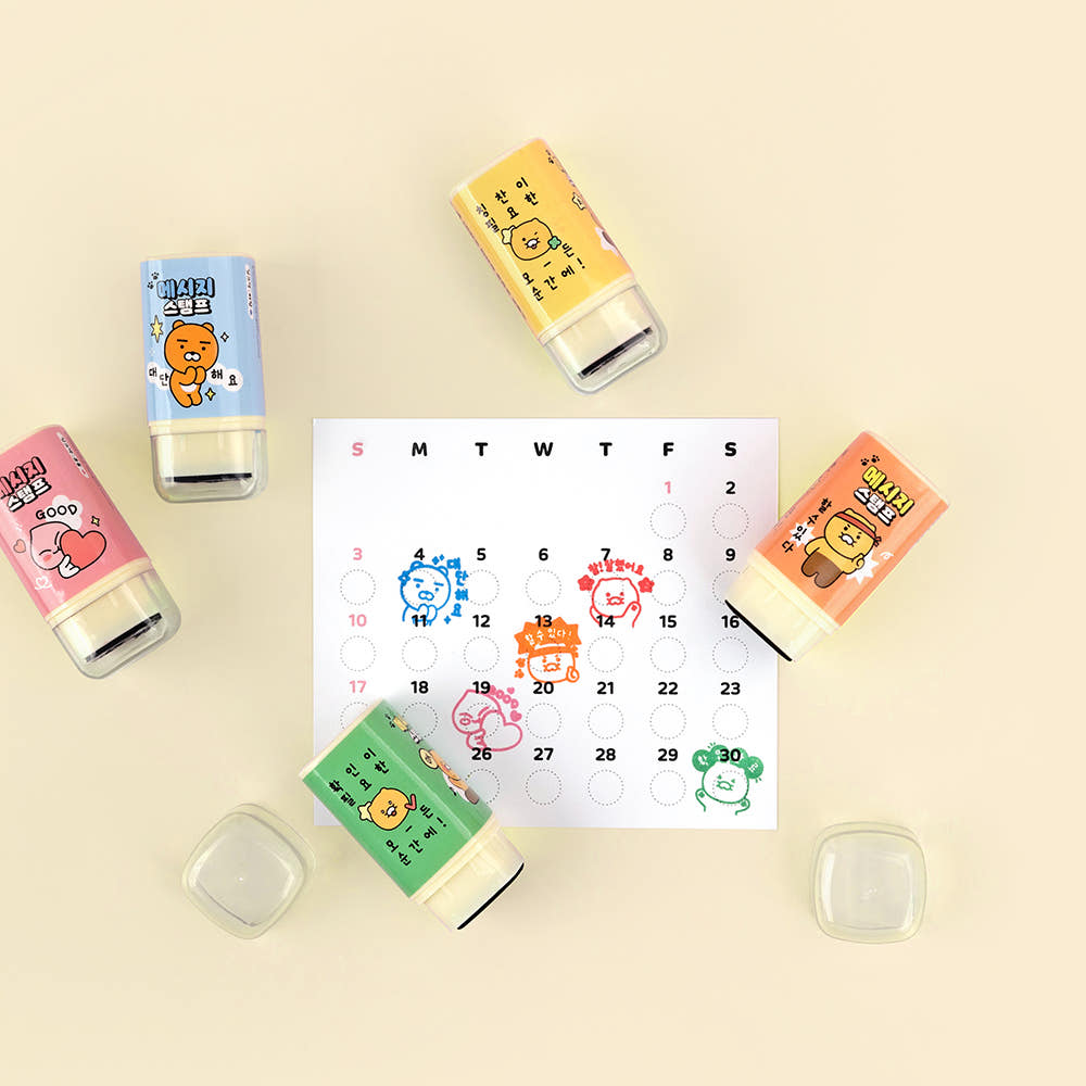 [KAKAO FRIENDS] Square Message Stamp 5pc Set - 사각 메세지 스탬프 5종 세트