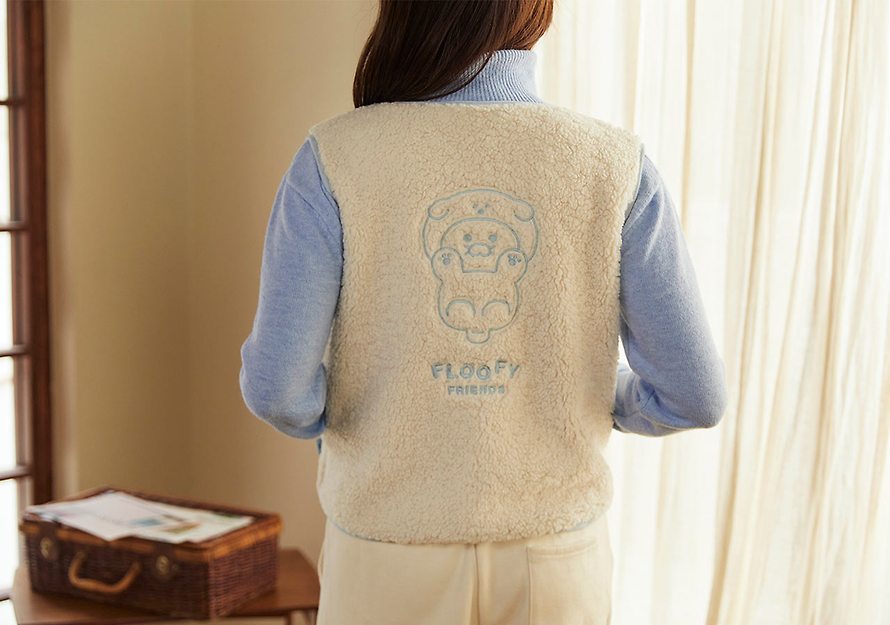 [KAKAO FRIENDS] Floofy Friends Choonsik Short Fleece Vest - 춘식이 숏 양털 조끼, 수면 조끼