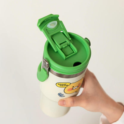 [KAKAO FRIENDS] Choonsik Swing Handle Tumbler 591ml - 춘식이 스윙 핸들 텀블러 591ml 손잡이 스텐 빨대 보온 보냉 템블러 워터보틀 리유저블