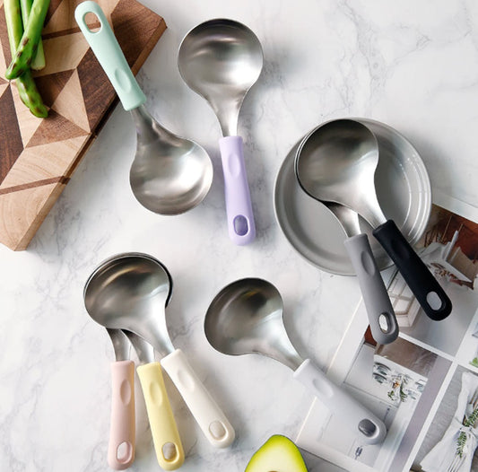 국민 국자, 전현무 국자 (받침대 포함) 8 칼라 - Widr Head Serving Spoon with Silicon Handle