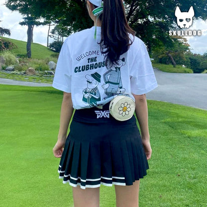 Golf Daisy White Flower Design Belt Bag, Pouch - 골프 데이지 화이트 벨트백, 힙색 파우치