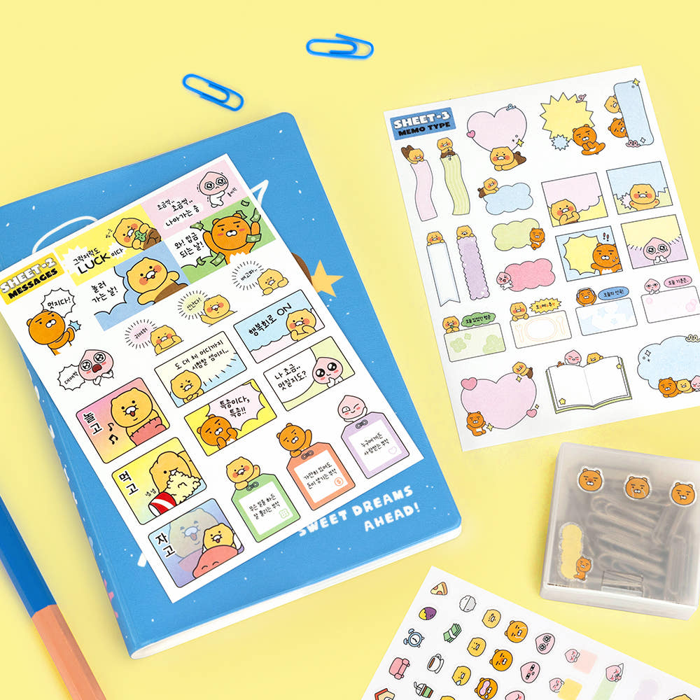 [KAKAO FRIENDS] Diary, Card, Calandar Deco Sticker 3pc Set - 다이어리 카드 켈린더 데코 3pc 세트