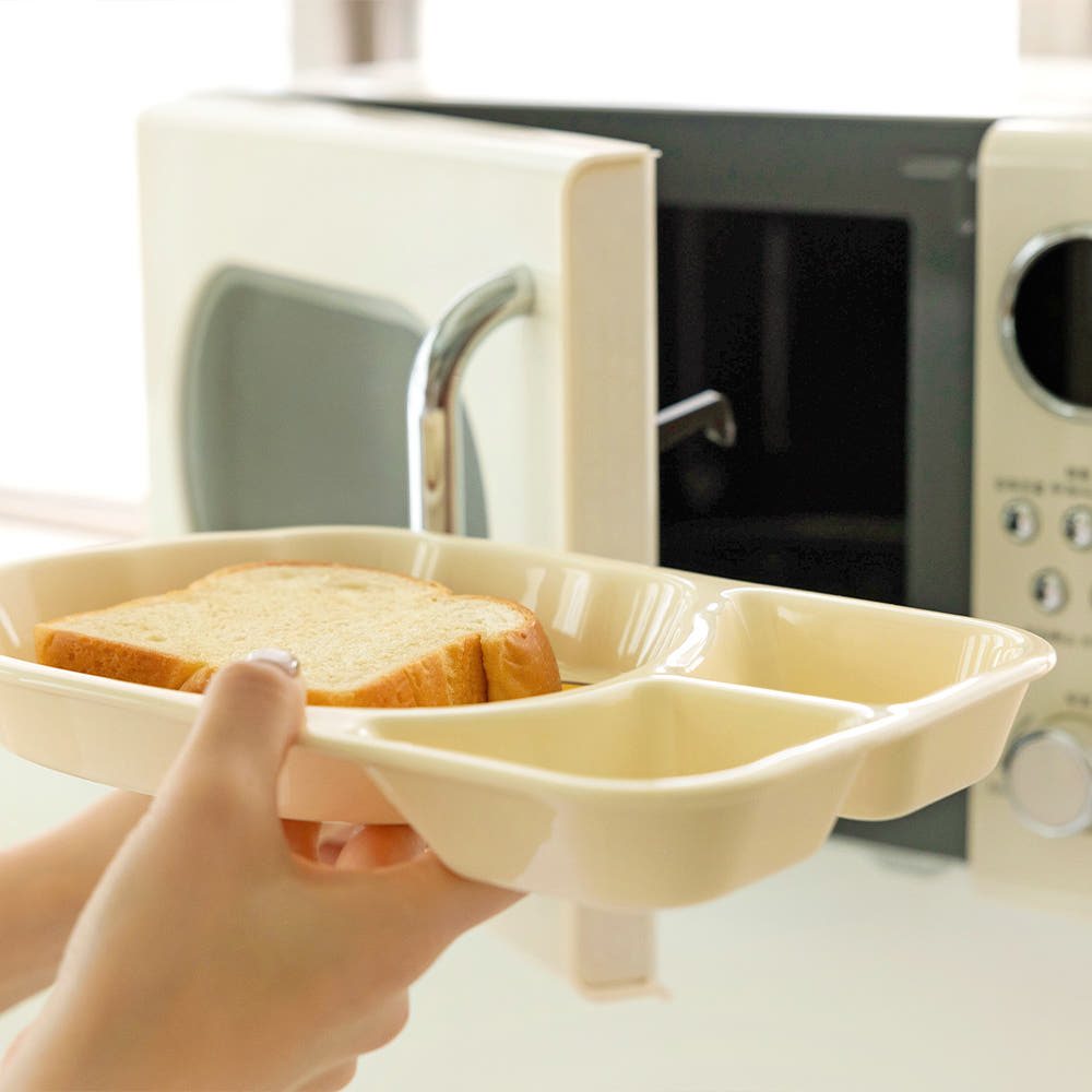 [KAKAO FRIENDS] Choonsik Ceramic Plate with 3 Sections - 춘식이 3칸 나눔 접시 플레이팅 예쁜 그릇 식기 세라믹 도자기 식판