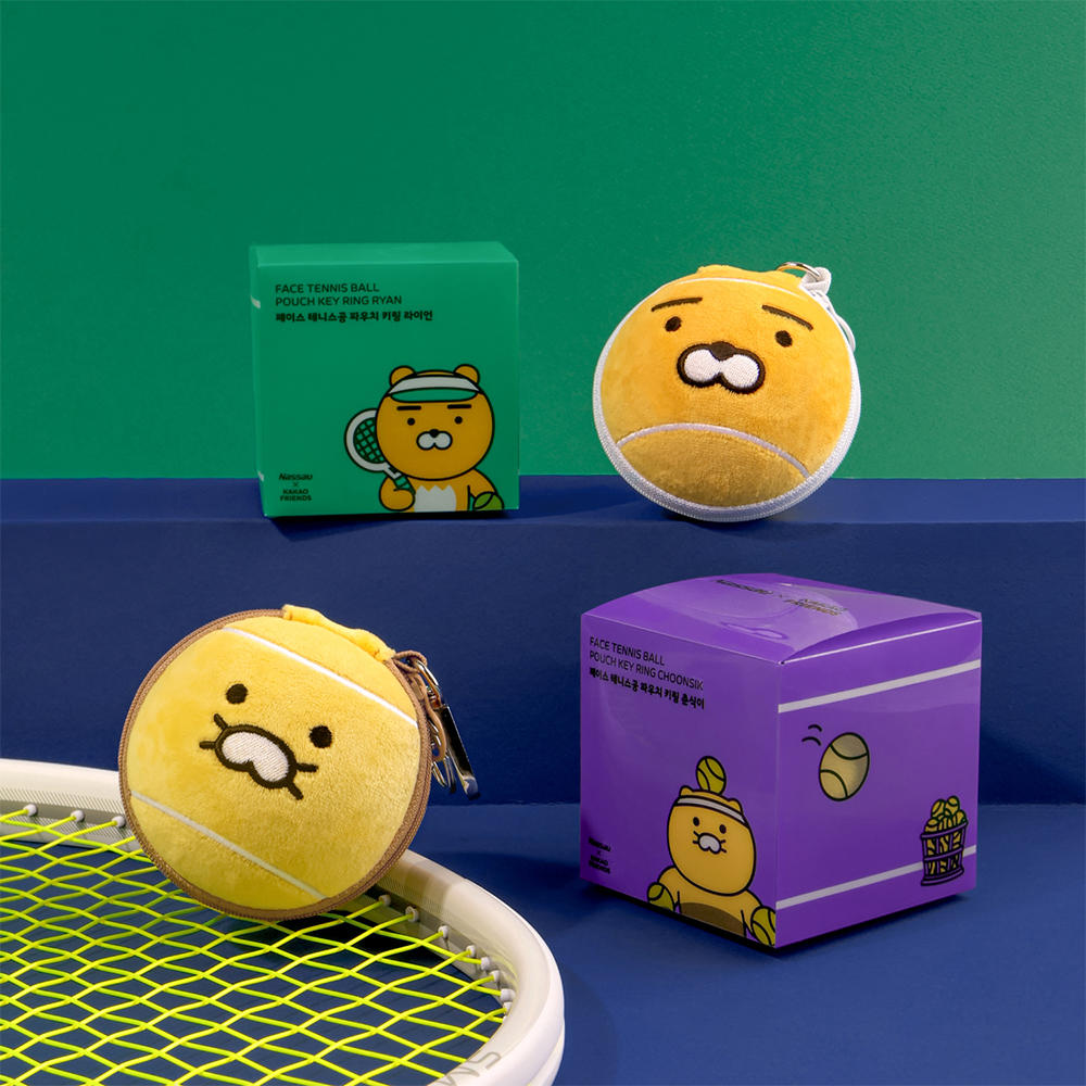 [KAKAO FRIENDS] Ryan & Choonsik Face Tennis Ball Pouch Keyring