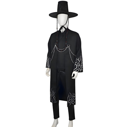 [KDH] Saja Boys Men’s Demon Hunter Black Cosplay Costume – Halloween Party Outfit - 사자 남성용 악마 사냥꾼 블랙 코스프레 의상 – 할로윈 파티 의상