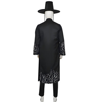 [KDH] Saja Boys Men’s Demon Hunter Black Cosplay Costume – Halloween Party Outfit - 사자 남성용 악마 사냥꾼 블랙 코스프레 의상 – 할로윈 파티 의상