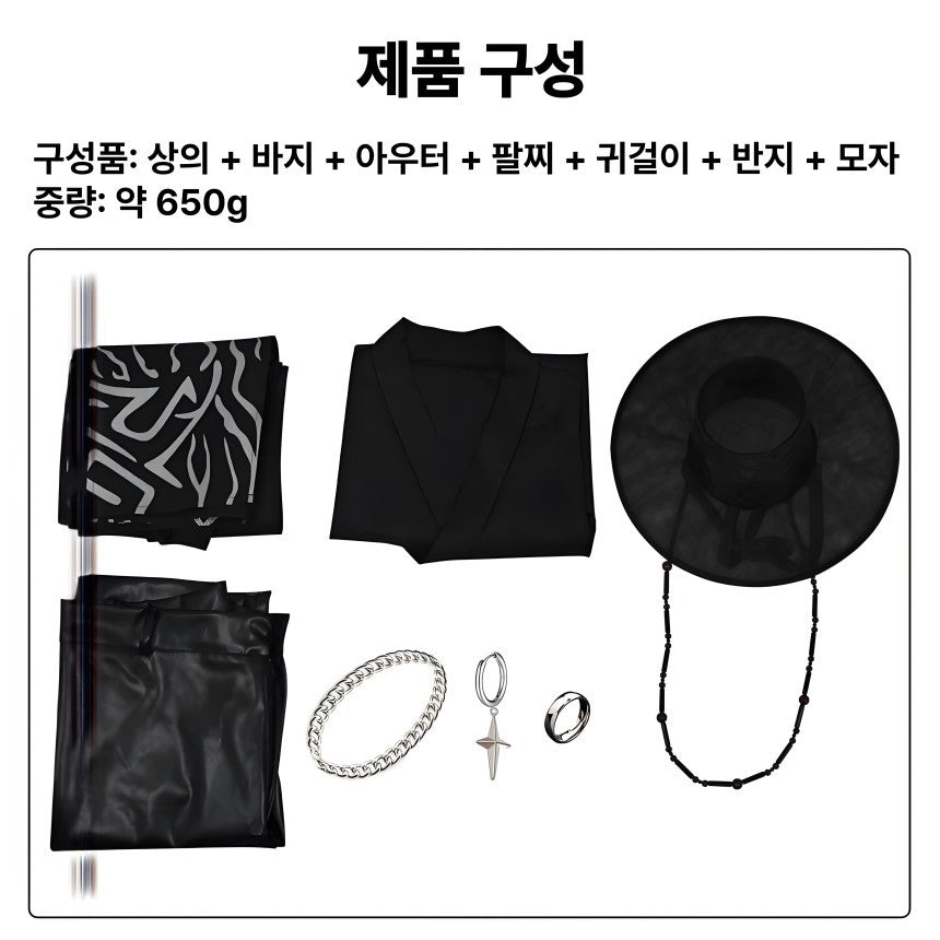 [KDH] Saja Boys Men’s Demon Hunter Black Cosplay Costume – Halloween Party Outfit - 사자 남성용 악마 사냥꾼 블랙 코스프레 의상 – 할로윈 파티 의상