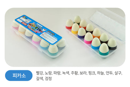 WOWKIDS EGGTOK (12 Colors) - Safe Kids Painting Kit (와우키즈 에그톡 12색 - 안전한 어린이 물감)