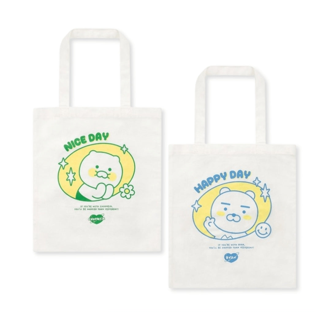Kakao Friends: Nice Day Eco Bag (Choonsik, Ryan) -  나이스데이 에코백 (춘식이, 라이언)