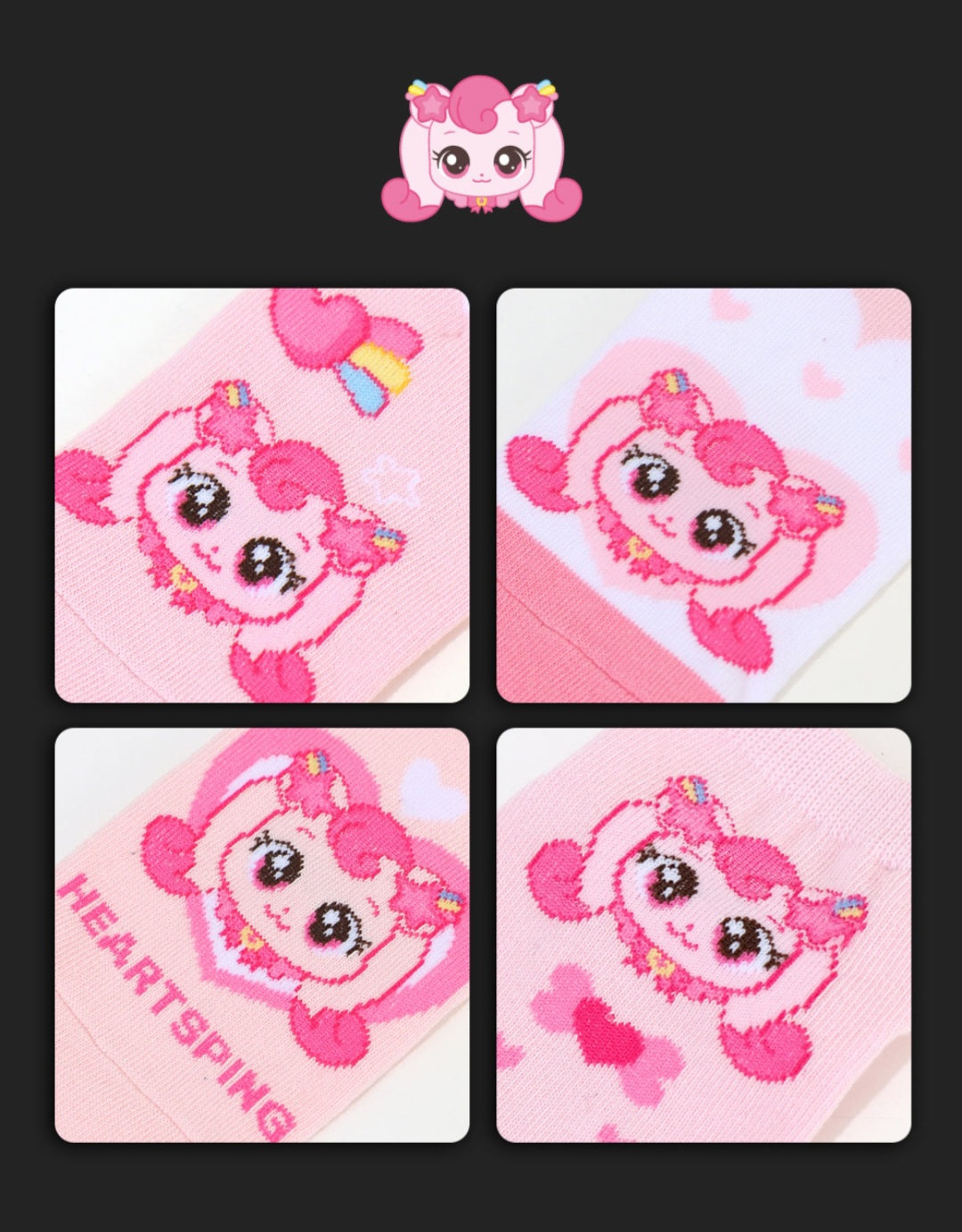 [CATCH TINIPING] Heartsping Kids Ribbon Short Socks Set (3 pair)  - 캐치티니핑 하츄핑 리본 발목 양말 3개 세트