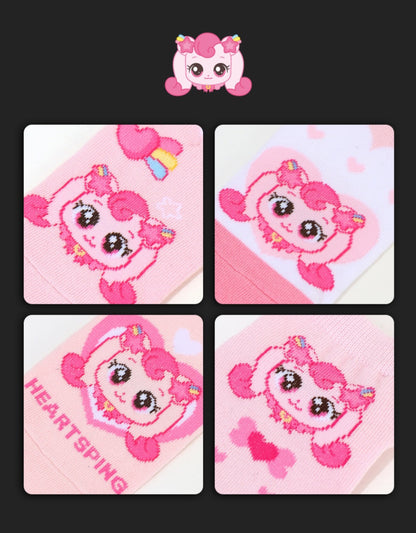 [CATCH TINIPING] Heartsping Kids Ribbon Short Socks Set (3 pair)  - 캐치티니핑 하츄핑 리본 발목 양말 3개 세트