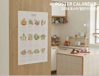[KAKAO FRIENDS] 2026 Choonsik Poster Calendar SKorean Season Foods Info