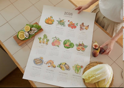 [KAKAO FRIENDS] 2026 Choonsik Poster Calendar SKorean Season Foods Info