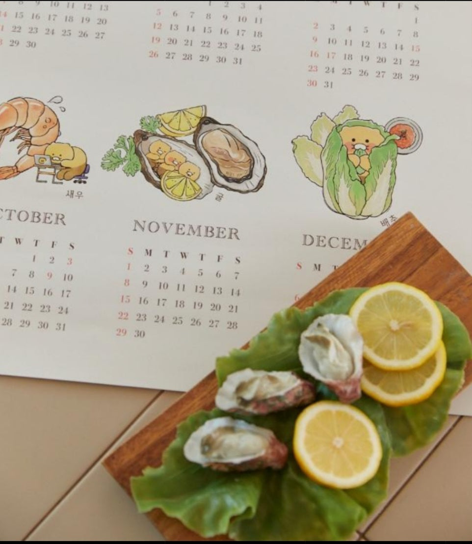 [KAKAO FRIENDS] 2026 Choonsik Poster Calendar SKorean Season Foods Info