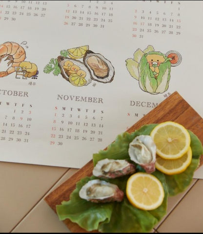 [KAKAO FRIENDS] 2026 Choonsik Poster Calendar SKorean Season Foods Info