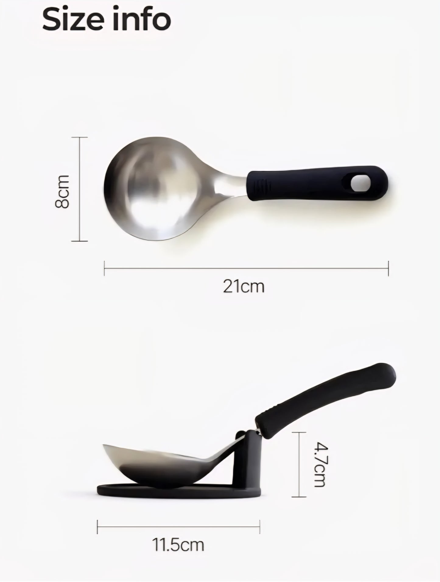 국민 국자, 전현무 국자 (받침대 포함) 8 칼라 - Widr Head Serving Spoon with Silicon Handle