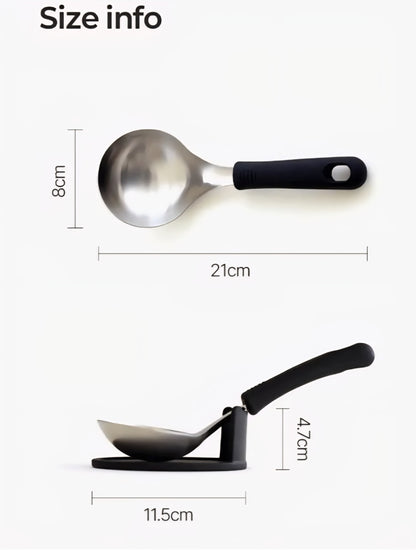 국민 국자, 전현무 국자 (받침대 포함) 8 칼라 - Widr Head Serving Spoon with Silicon Handle