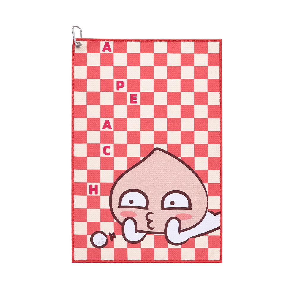 Kakao Friends: Checkerboard Golf Club Towel - Apeach 체커보드 골프 클럽타월 - 어피치