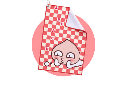 Kakao Friends: Checkerboard Golf Club Towel - Apeach 체커보드 골프 클럽타월 - 어피치