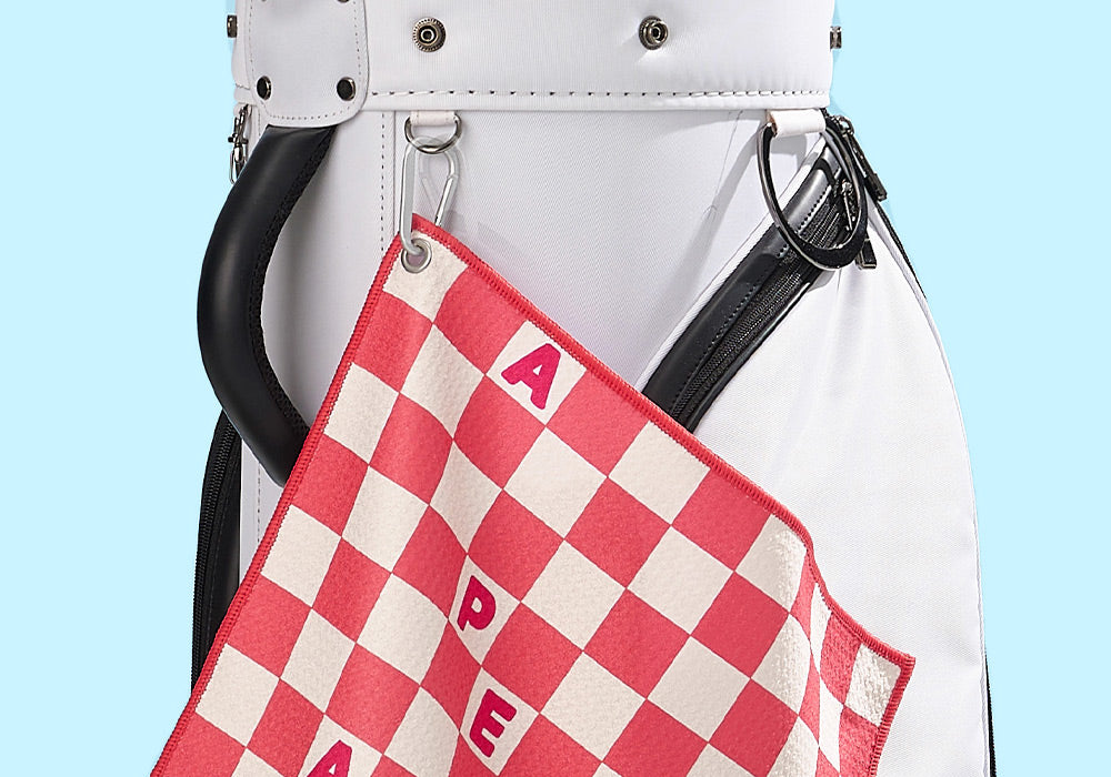 Kakao Friends: Checkerboard Golf Club Towel - Apeach 체커보드 골프 클럽타월 - 어피치