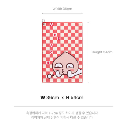 Kakao Friends: Checkerboard Golf Club Towel - Apeach 체커보드 골프 클럽타월 - 어피치