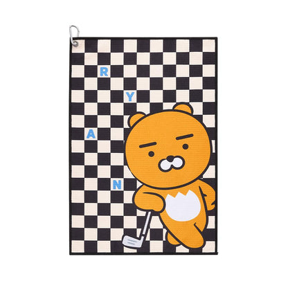 Kakao Friends: Checkerboard Golf Club Towel - Ryan 체커보드 골프 클럽 타월 - 라이언