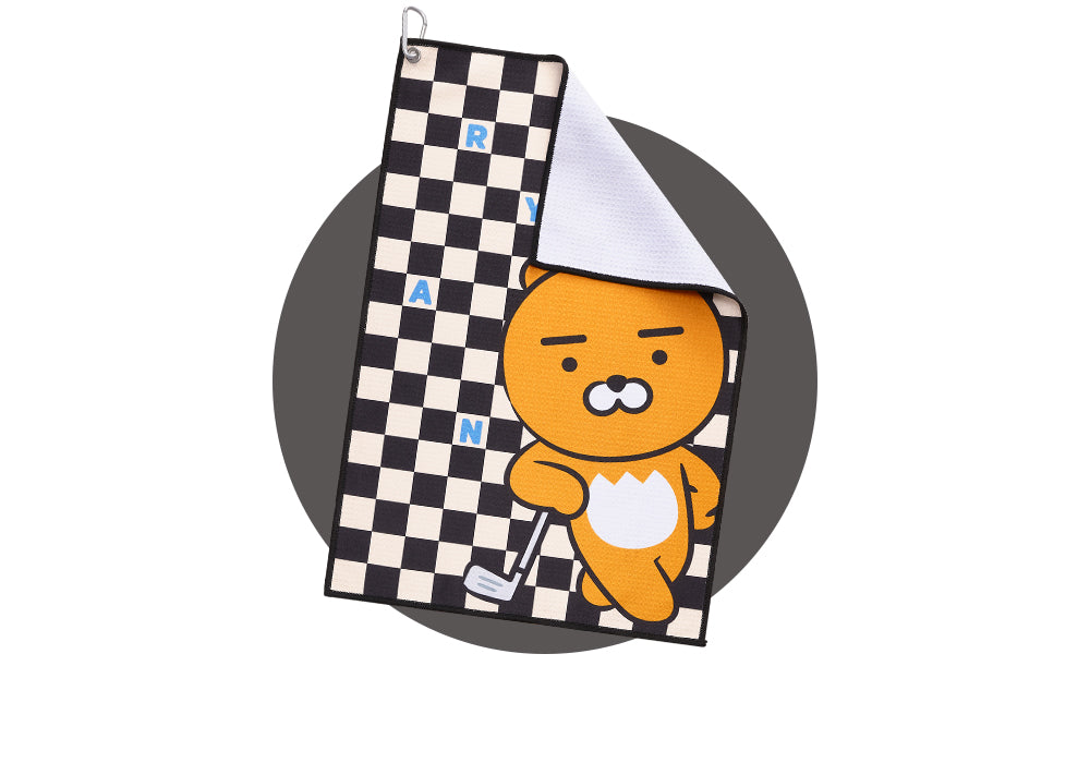Kakao Friends: Checkerboard Golf Club Towel - Ryan 체커보드 골프 클럽 타월 - 라이언