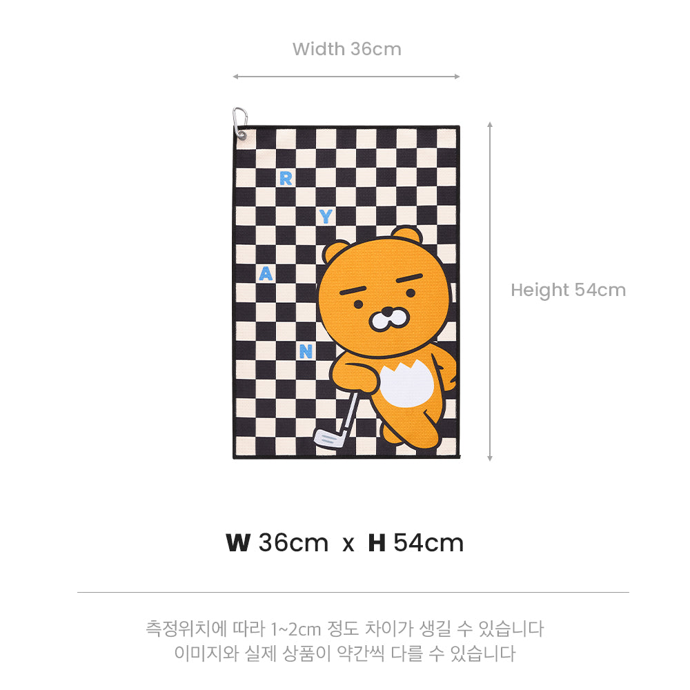 Kakao Friends: Checkerboard Golf Club Towel - Ryan 체커보드 골프 클럽 타월 - 라이언