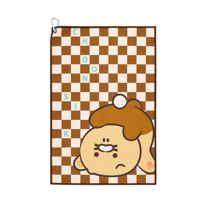 Kakao Friends: Checkerboard Golf Club Towel - Choonsik 체커보드 골프 클럽타월 - 춘식이