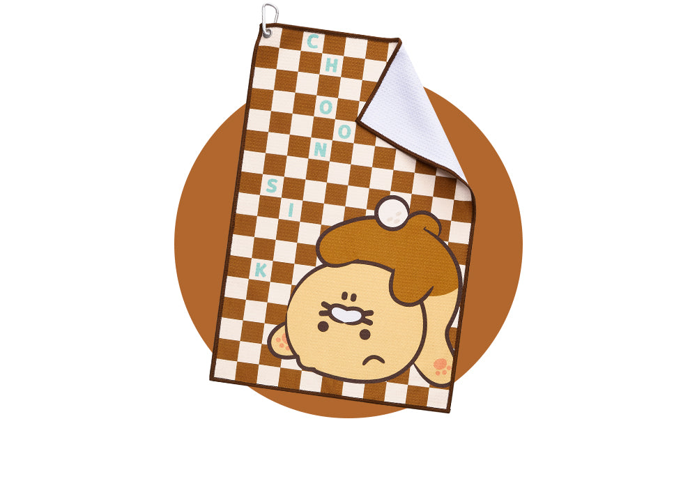 Kakao Friends: Checkerboard Golf Club Towel - Choonsik 체커보드 골프 클럽타월 - 춘식이