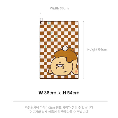 Kakao Friends: Checkerboard Golf Club Towel - Choonsik 체커보드 골프 클럽타월 - 춘식이