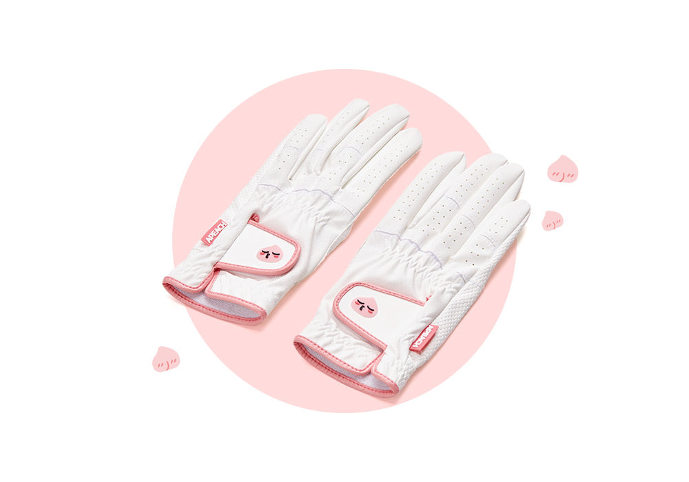 Kakao Friends: Basic women's leather double-handed gloves - Apeach 베이직 여성 합피 양손장갑 - 어피치