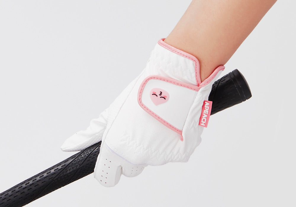 Kakao Friends: Basic women's leather double-handed gloves - Apeach 베이직 여성 합피 양손장갑 - 어피치