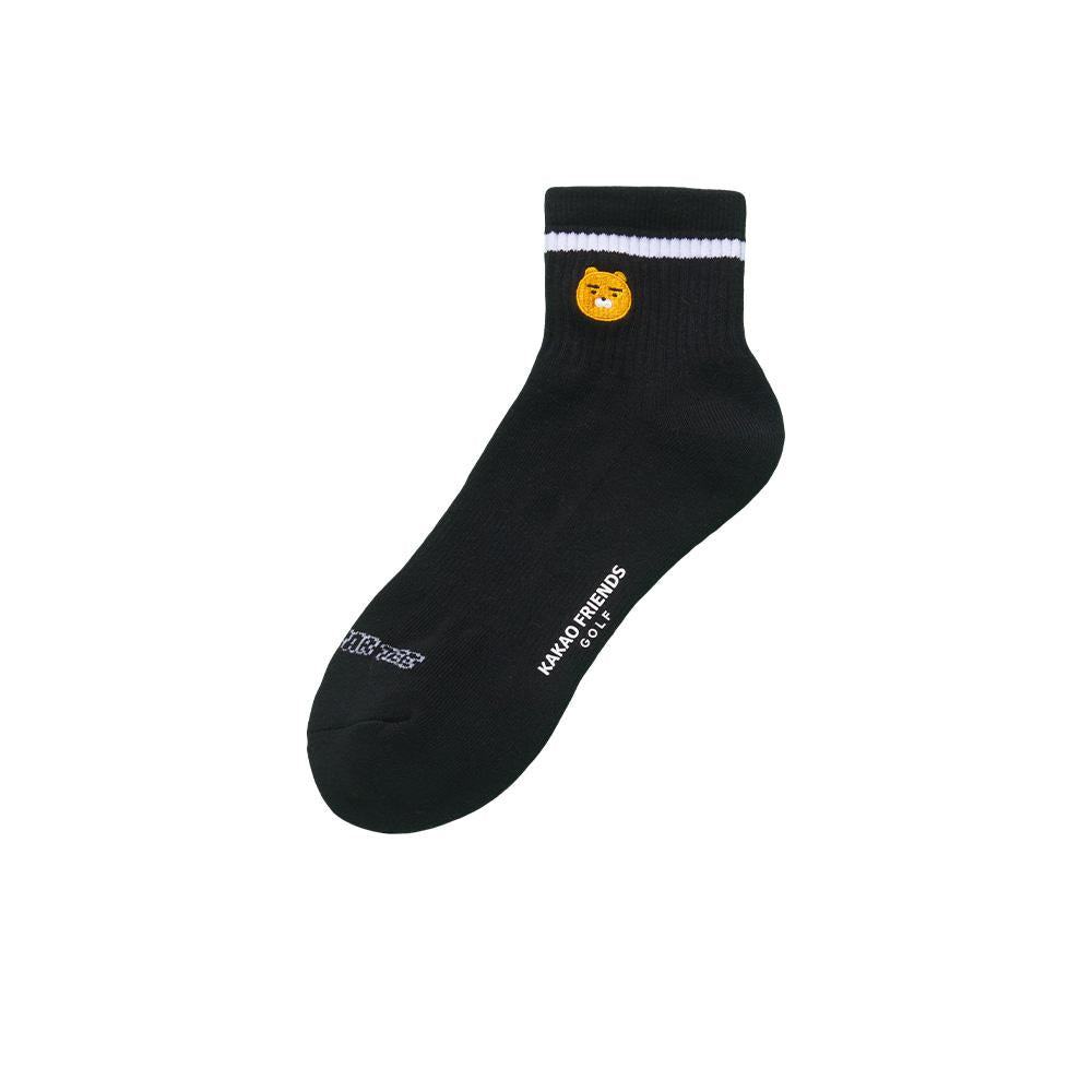 Kakao Friends: Let's Party Men's Medium Neck Socks - Ryan (Black) 렛츠파티 남성 중목 양말 - 라이언 (블랙)