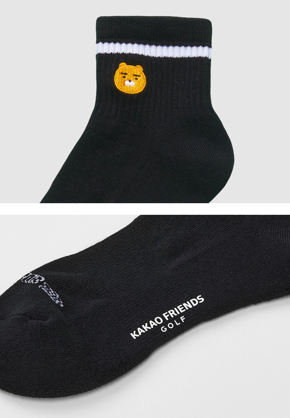 Kakao Friends: Let's Party Men's Medium Neck Socks - Ryan (Black) 렛츠파티 남성 중목 양말 - 라이언 (블랙)