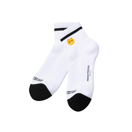 KAKAO FRIENDS: Let's Party Men's Medium Neck Socks - Ryan (White) 렛츠파티 남성 중목 양말 - 라이언 (화이트)