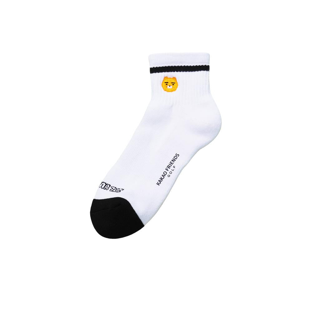 KAKAO FRIENDS: Let's Party Men's Medium Neck Socks - Ryan (White) 렛츠파티 남성 중목 양말 - 라이언 (화이트)