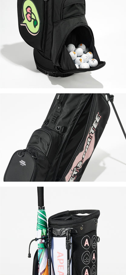 Kakao Friends: Let's Party Stand Caddy Bag - Apeach (Black) 렛츠파티 스탠드 캐디백 - 어피치 (블랙)