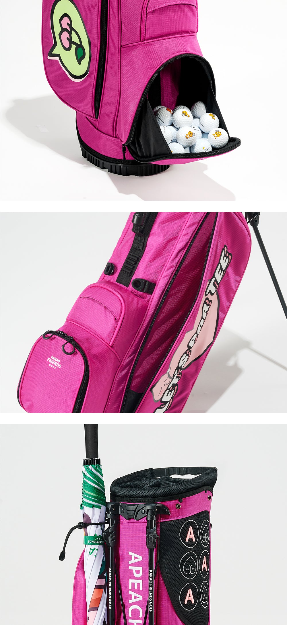 Kakao Friends: Let's Party Stand Caddy Bag - Apeach (Pink) 렛츠파티 스탠드 캐디백 - 어피치(핑크)