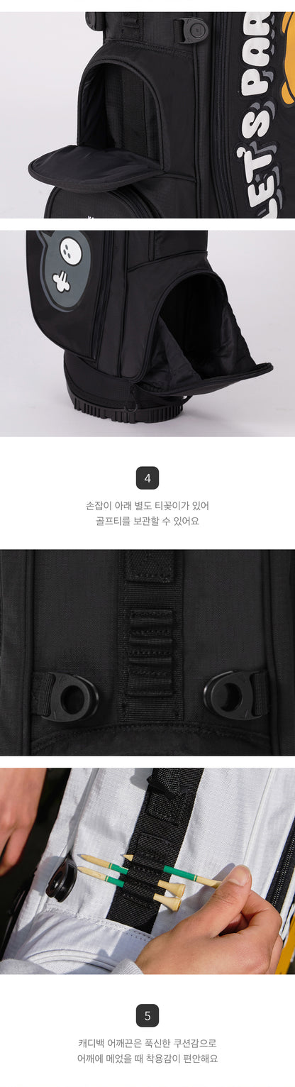 KAKAO FRIENDS: Let’s Party Stand Caddy Bag – Ryan (Black) 렛츠파티 스탠드 캐디백 - 라이언 (블랙)