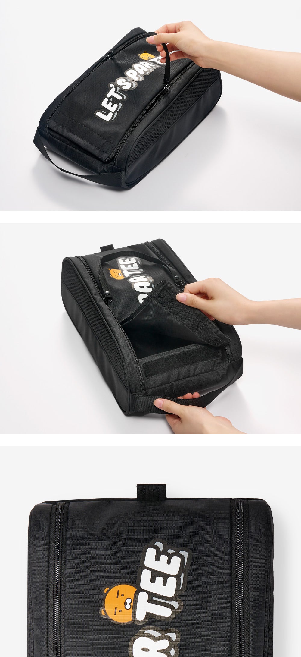 Kakao Friends: Let’s Party Shoe Bag – Ryan (Black) 렛츠파티 슈즈백 - 라이언 (블랙)