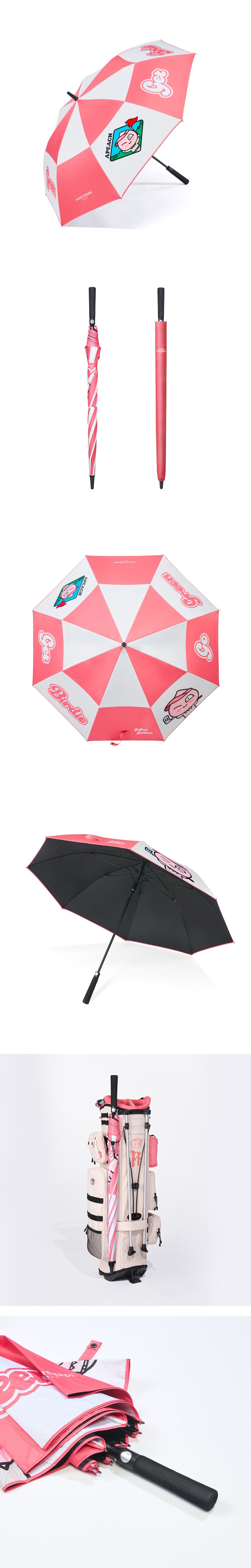 Kakao Friends: Gogreen Checker Umbrella – Apeach 고그린 체커 우산 - 어피치