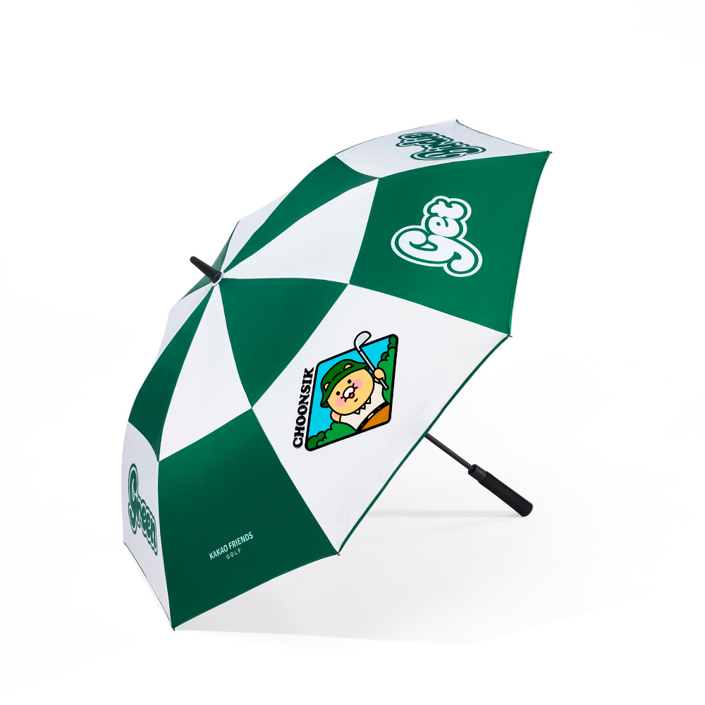 Kakao Friends: Gogreen Checker Umbrella - Choonsik 고그린 체커 우산 - 춘식이