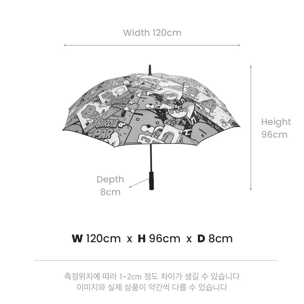 Kakao Friends: Cartoon 2-stage umbrella (gray) 카툰 2단우산(그레이)